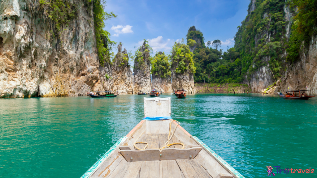 The Three rocks in Cheow Lan Lake, Khao Sok National Park, Thailand.⁠