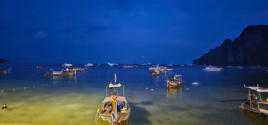 Ton Sai Pier after rain, Phi Phi Island, Thailand during rainy season