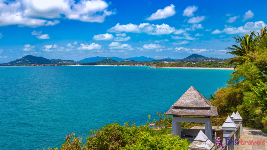 Koh Samui hotels, Koh Samui beach front view Thailand. Koh Samui weather in evening.