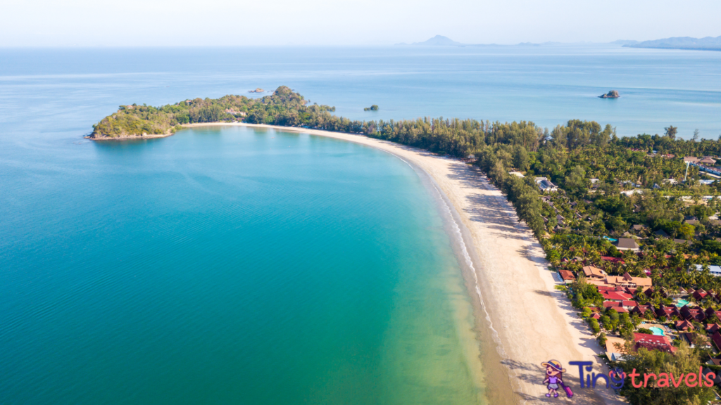 Aerial from drone, Landscape of Klong Dao Beach at Lan ta island⁠