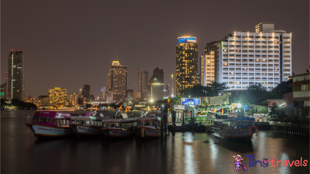 City Landscape At Night. Asiatique Riverfront Bangkok,Thailand.⁠