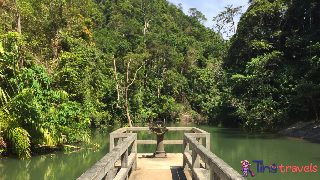 A scenic View of hiking path to Khlong Chak Waterfall on Koh Lanta Island,Thailand⁠