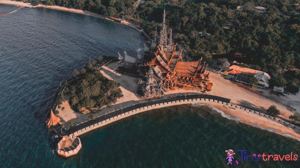 Aerial View of the Sanctuary of Truth in Pattaya Thailand⁠