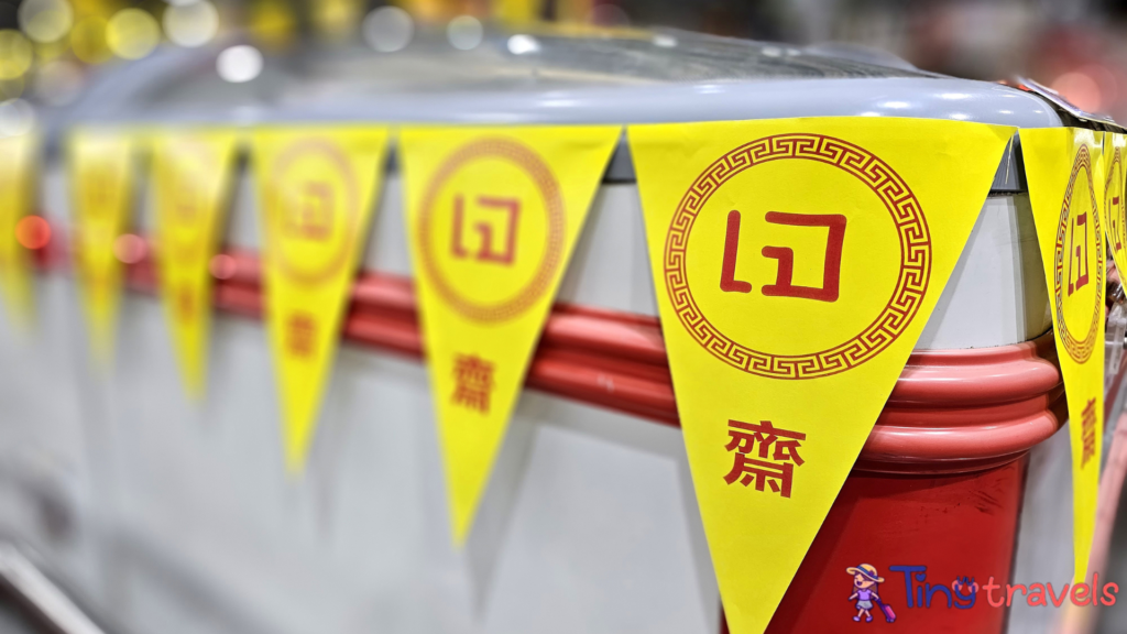 Close up Vegetarian Festival Flag. 