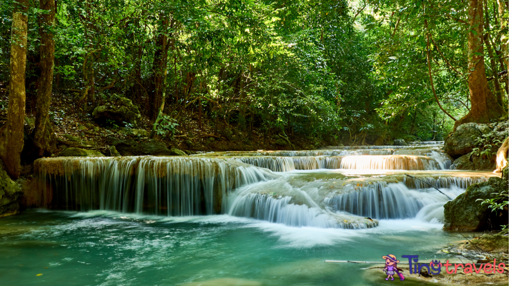 Erawan Waterfall, Erawan National Park in Kanchanaburi, Thailand⁠