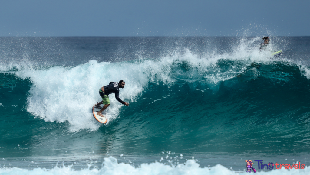 Surfer rides the wave⁠