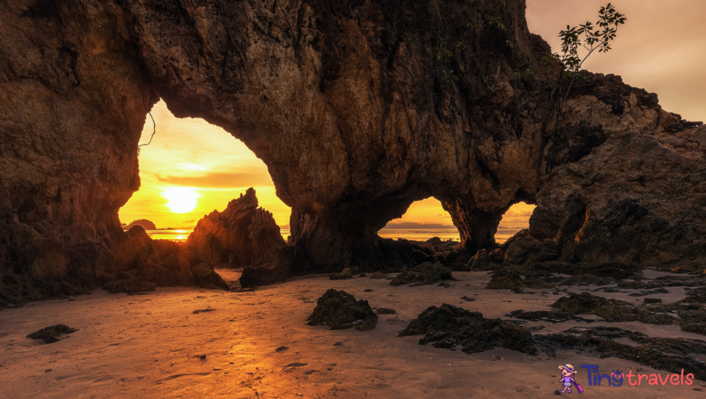 sunset at sea rock in Koh Phayam island, Ranong, Thailand.⁠