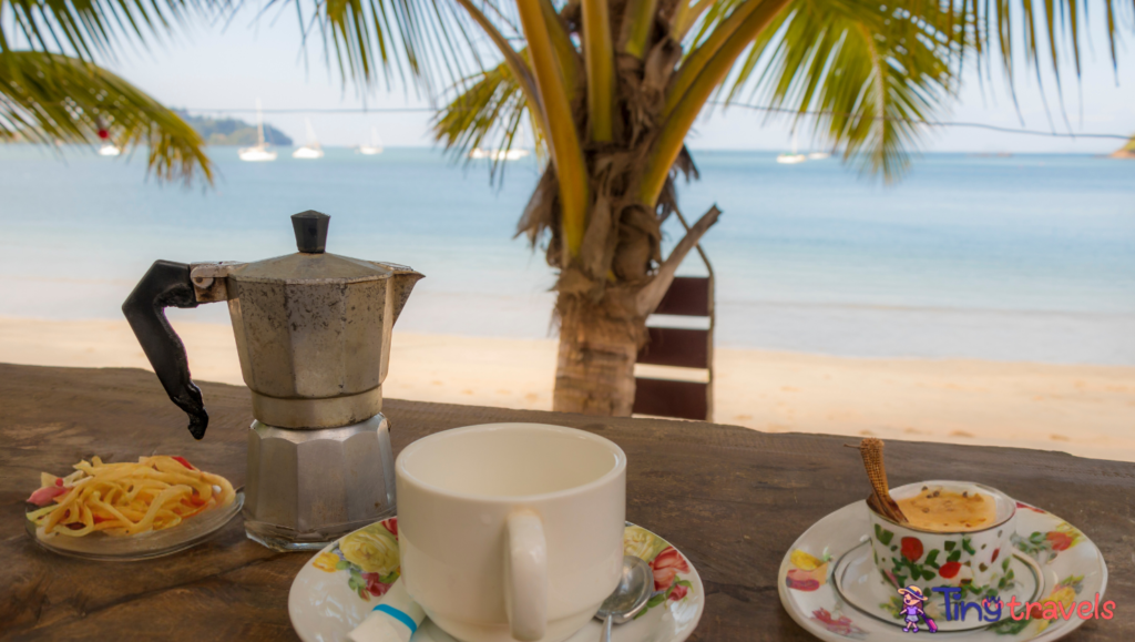 Drinking coffee in paradise Koh Phayam, Ranong, Thailand.⁠