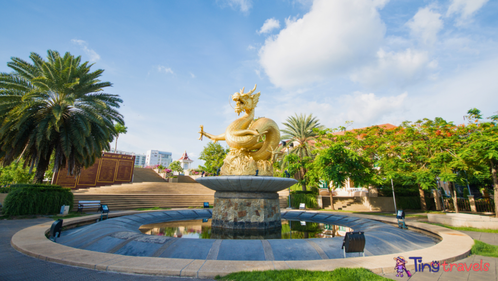 Statue of golden dragon in the Queen Sirikit Public Park⁠