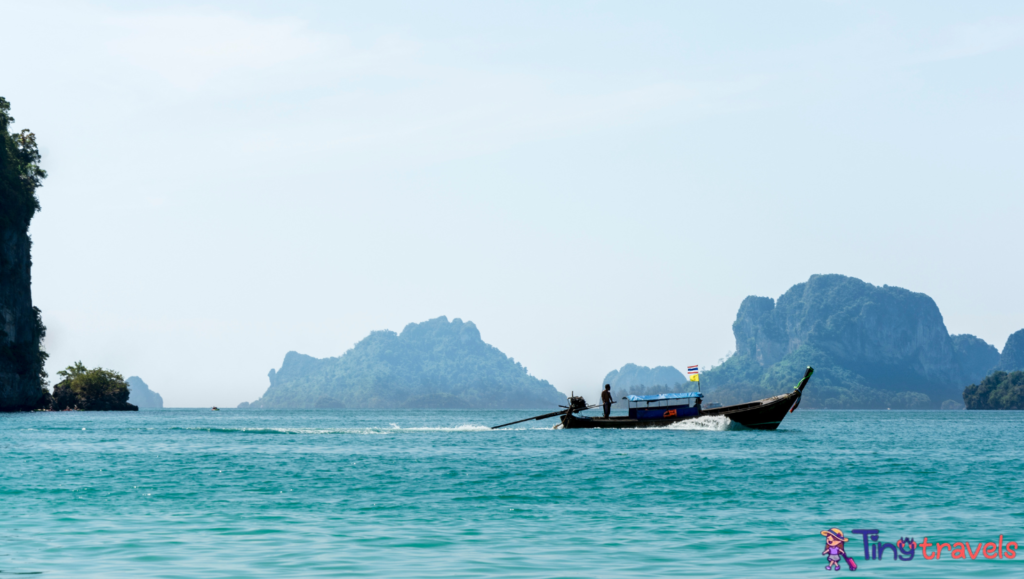 Longtail Boat in Railay Beach, Thailand⁠
