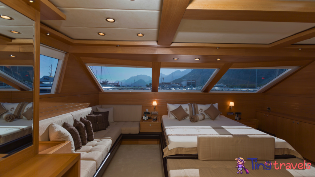 Luxury yacht interior, yacht cabin⁠