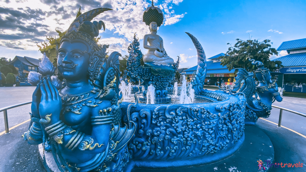 Statue Fountain at Wat Rong Suea Ten Blue Temple⁠