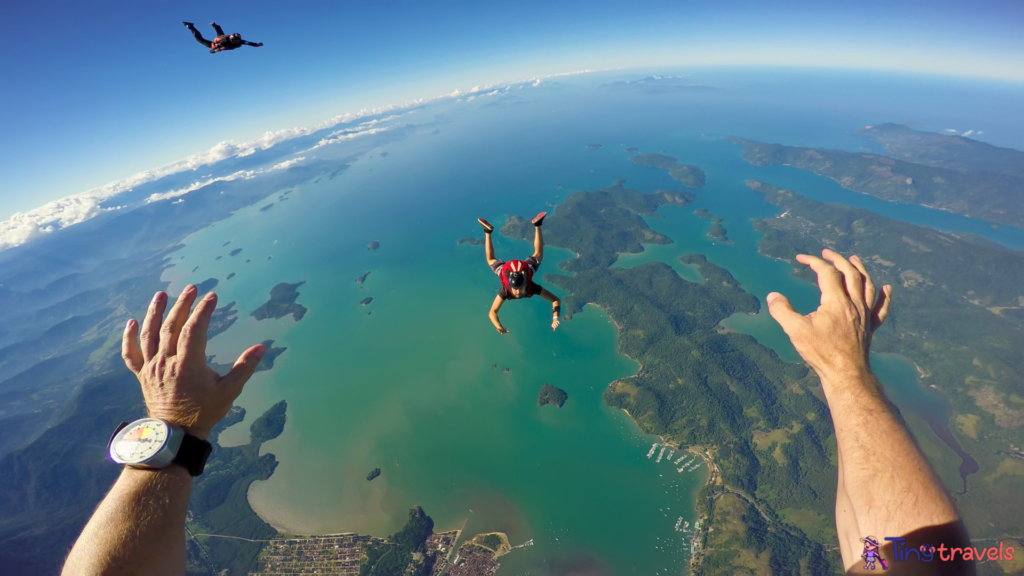 Skydiving first person view.⁠