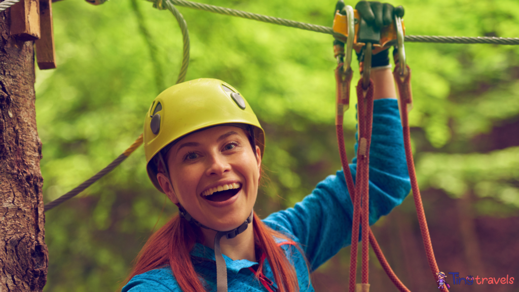 enjoying zip lining⁠ with safty