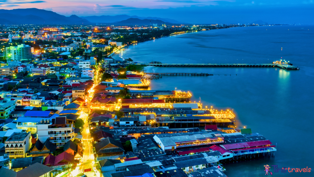 Aerial View of the City in Hua Hin at Night⁠
