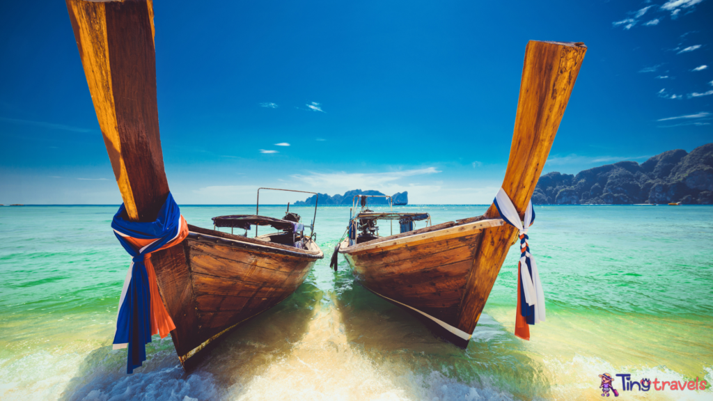 Longtail boats anchored on Phi Phi Island⁠
