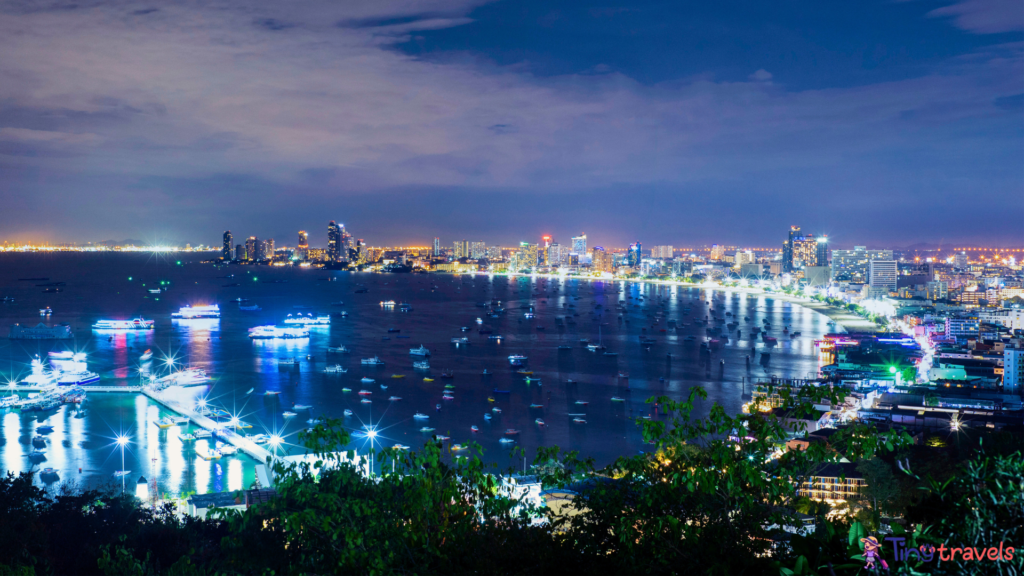 Night view of Pattaya city beach, Pattaya Thailand.⁠
