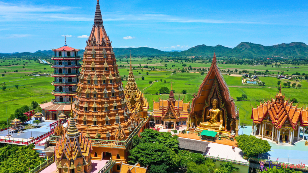 Modern Pagoda and Temple in Kanchanaburi, Thailand⁠