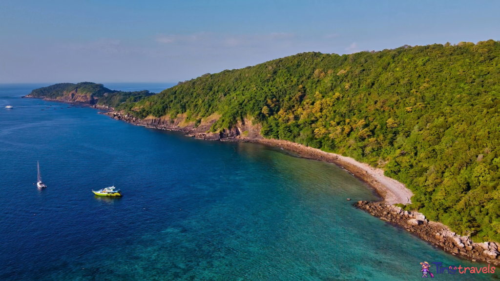 Aerial View of Loh Lana Bay in Thailand⁠
