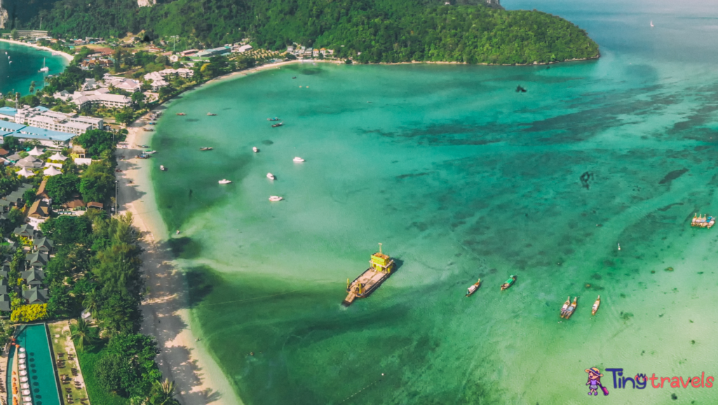 Phi Phi Don, Thailand. Panoramic Aerial View of Phi Phi Island, 
phi phi don island thailand